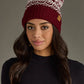 Burgundy & White Patterned Pom Hat