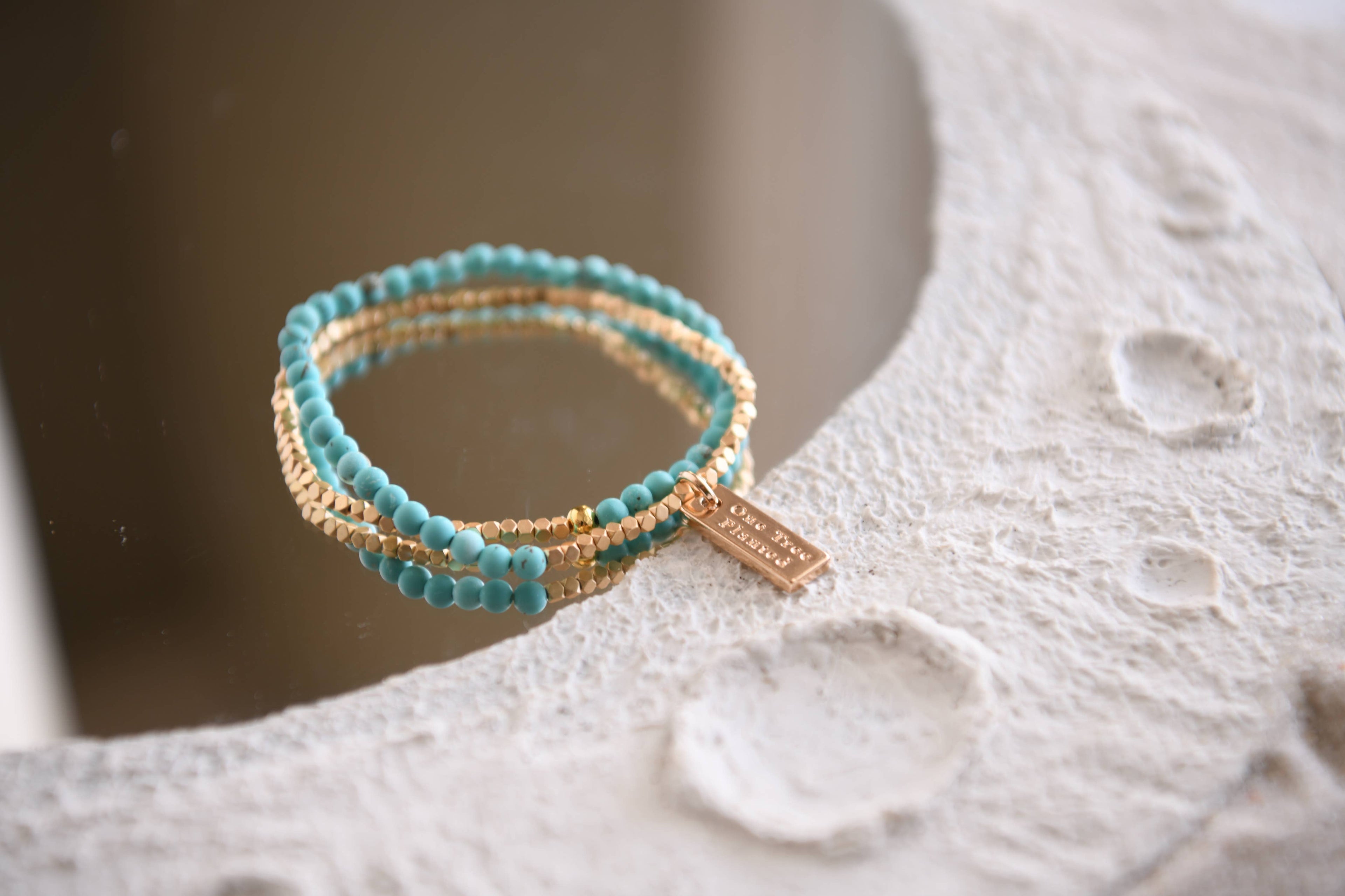 Gemstone Wrap Bracelet with Faceted Gold Beads