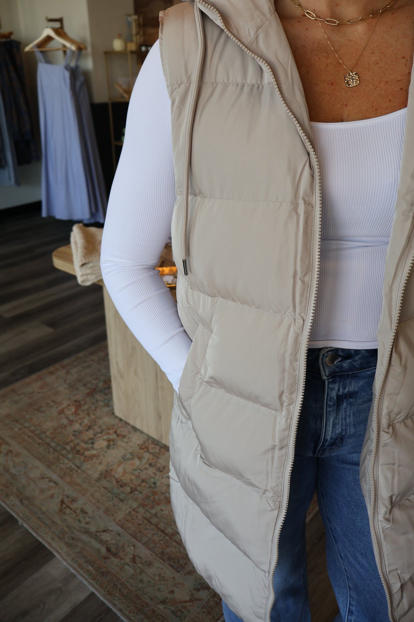Bonnie Hooded Zipper Longline Vest