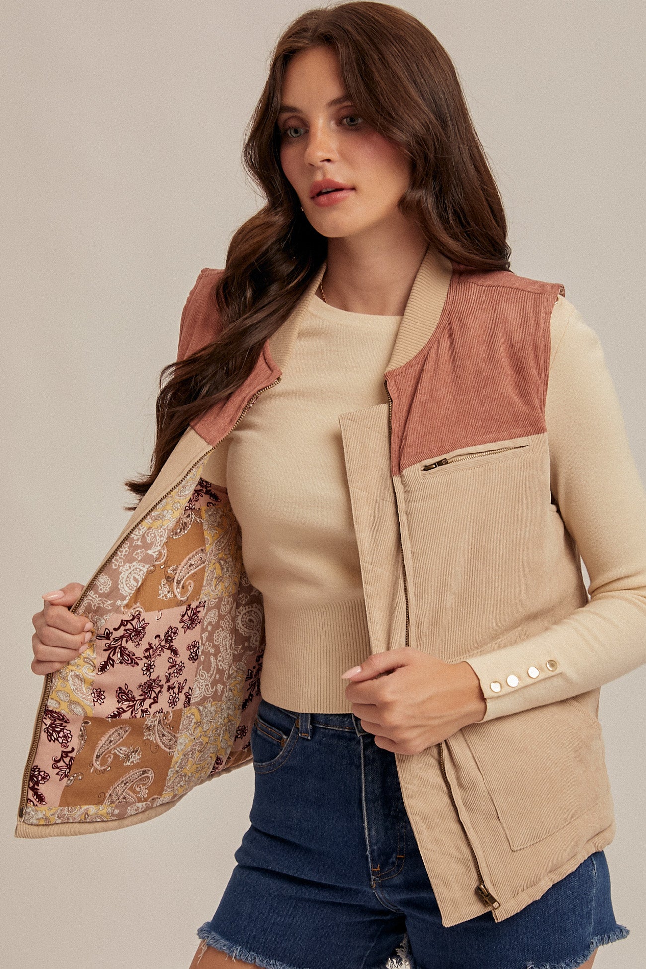 Kyler Mixed Print Vest
