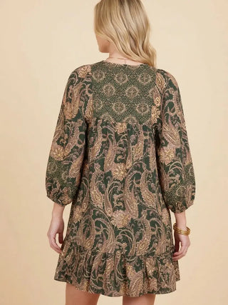 Paisley Tiered Mini Dress
