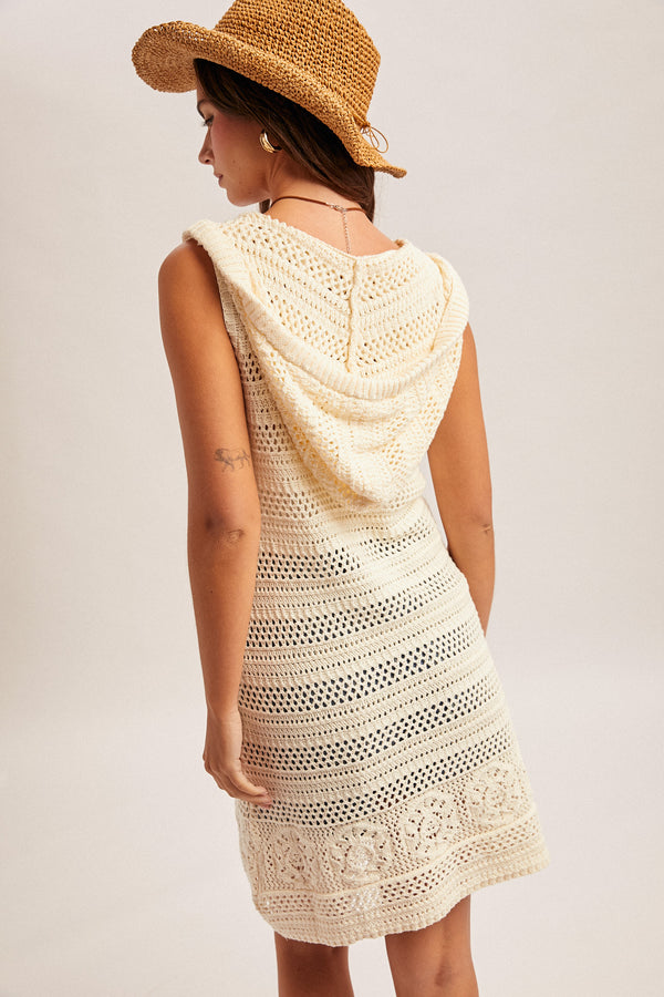 Dakota Crochet Hoodie Mini Dress