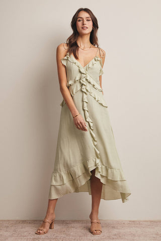Sophie Ruffle Tie-Front Midi Dress