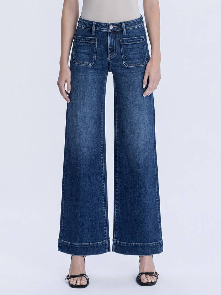 Mila High Rise Dark Wash Trouser Wide Jeans