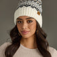 Ivory, Gray & Tan Winter Pattern Pom Hat