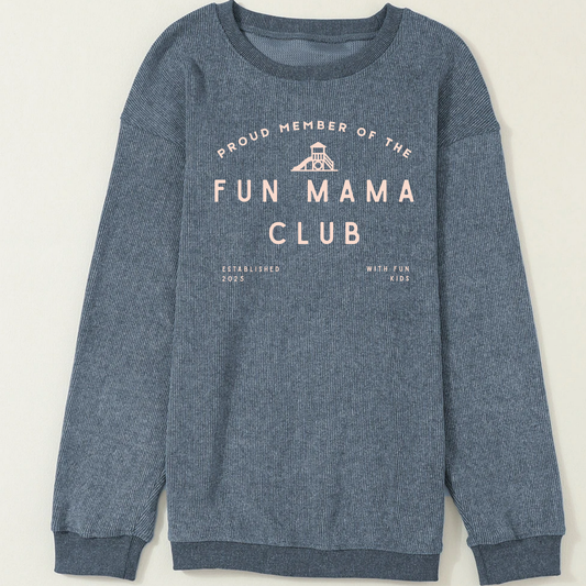 Fun Mama's Club Oversized Ribbed Crew