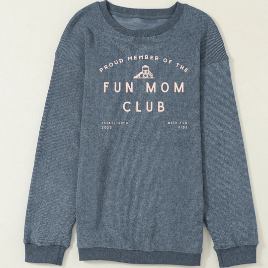 Fun Mom's Club Oversized Ribbed Crew
