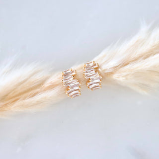 CZ Baguette Huggie Hoop Earrings