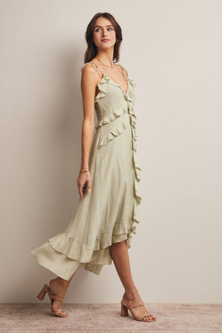 Sophie Ruffle Tie-Front Midi Dress