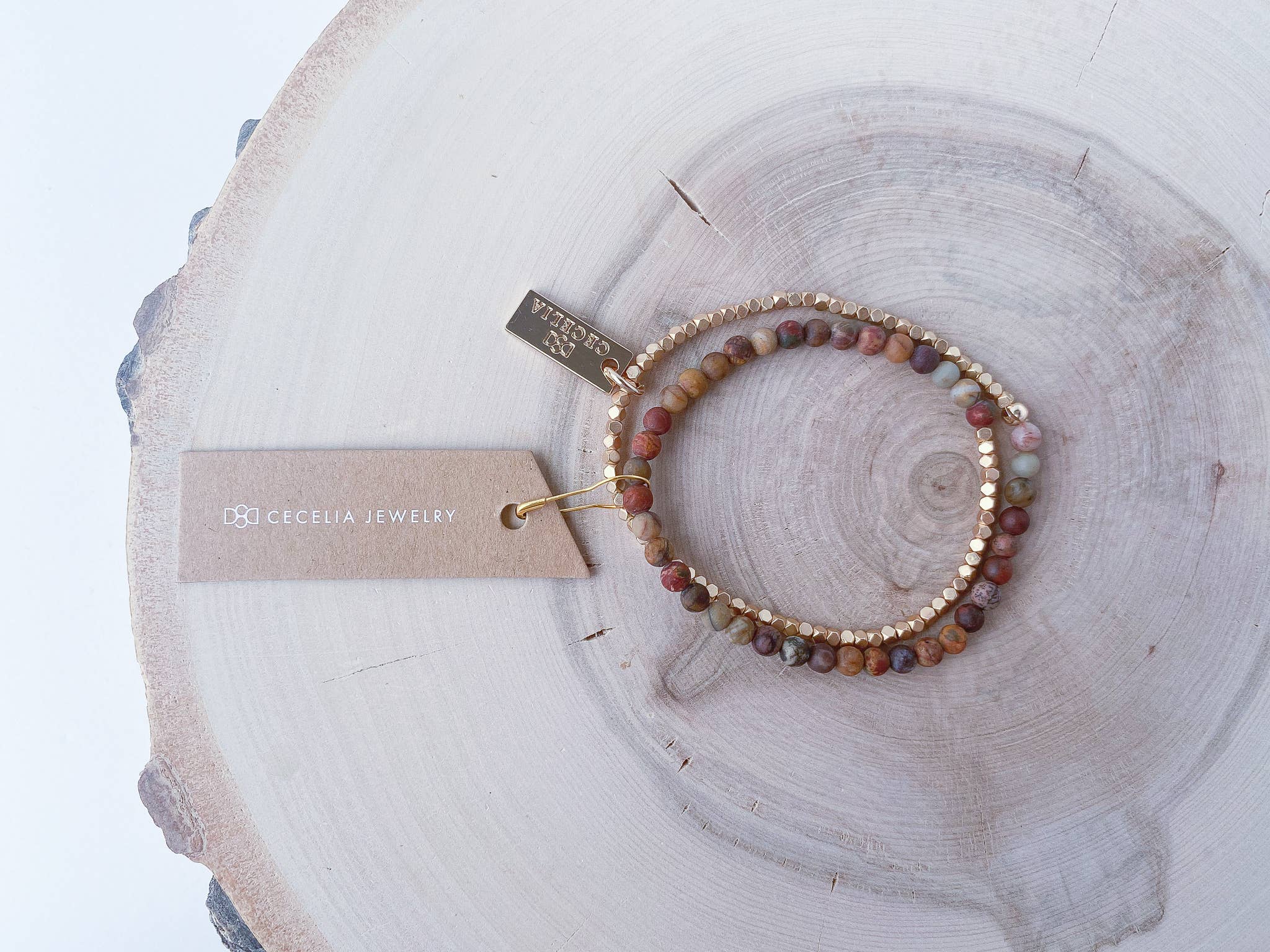 Gemstone Wrap Bracelet with Faceted Gold Beads