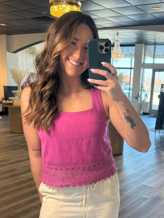 Jenny Crochet Lace Trimmed Tank