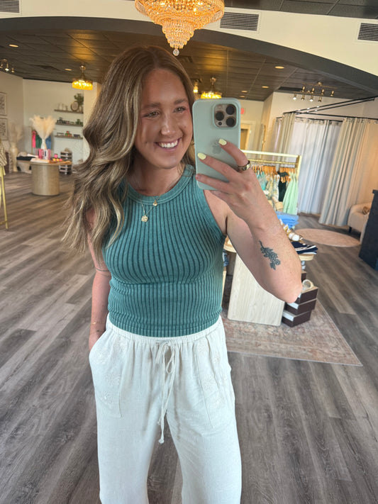 Debbie Ribbed Washed Seamless Tank