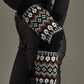 Black, White & Brown Winter Pattern Mittens