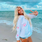 Pearl Grey Embroider Bow Hoodie