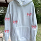 Pearl Grey Embroider Bow Hoodie