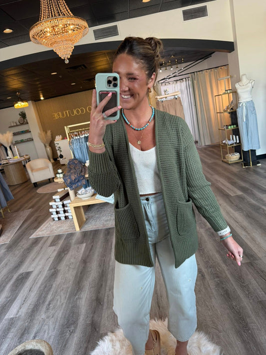 Rose Waffle Cardigan