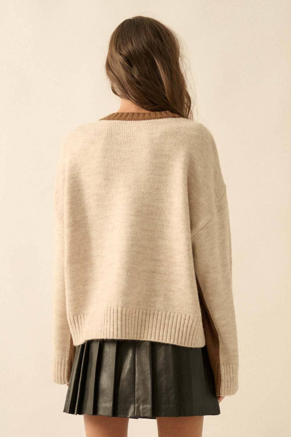 Cassie Knit Stitched Loose-Fit Sweater