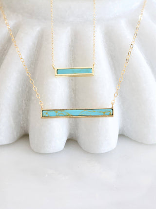 Turquoise Bar Necklace - Gold Filled, Sterling Silver