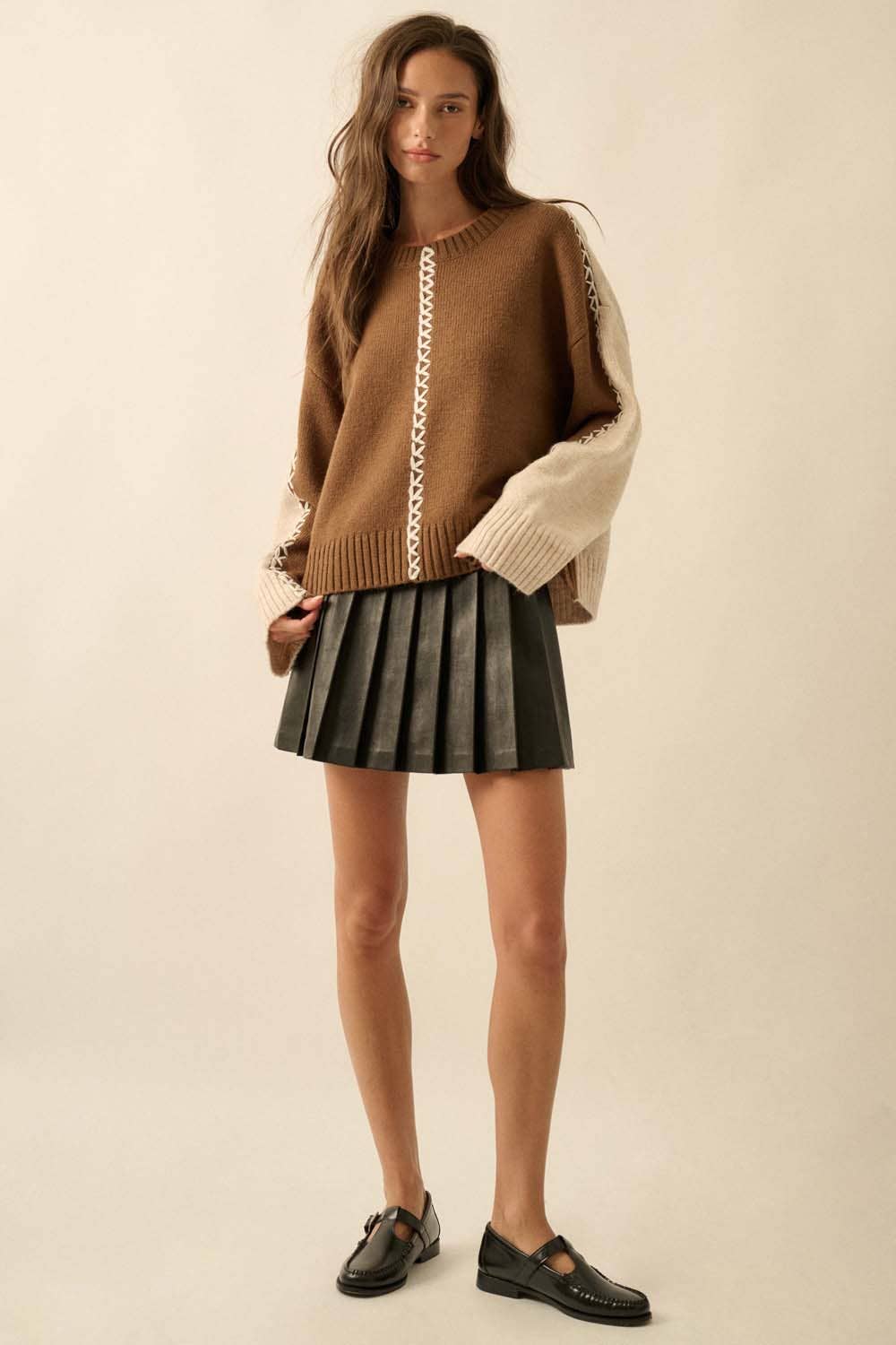 Cassie Knit Stitched Loose-Fit Sweater