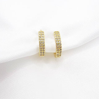 Sparkle Pave Huggie Hoops Earrings Gold Filled