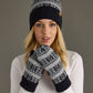 Dk. Navy & White Patterned Mittens