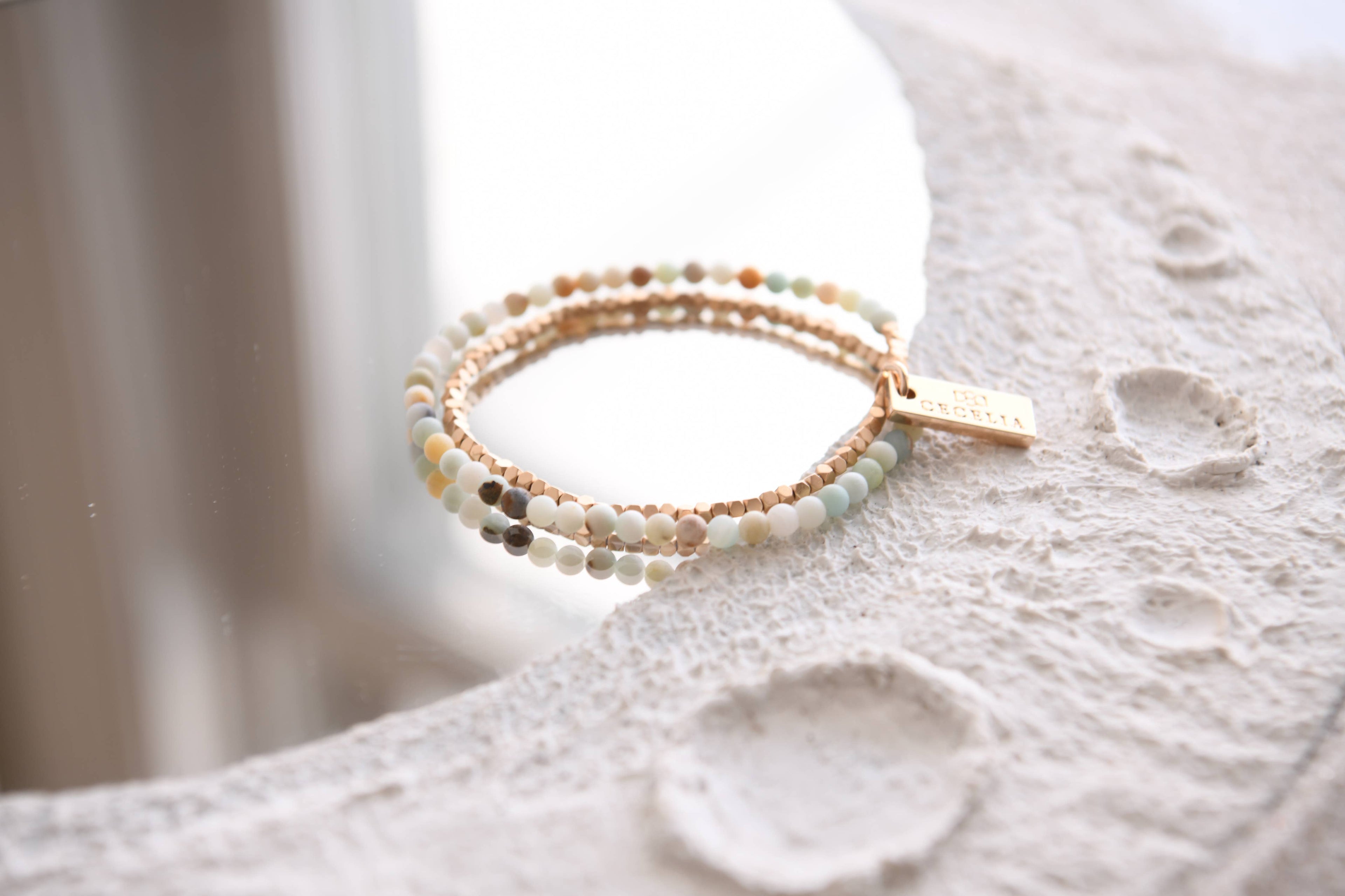 Gemstone Wrap Bracelet with Faceted Gold Beads