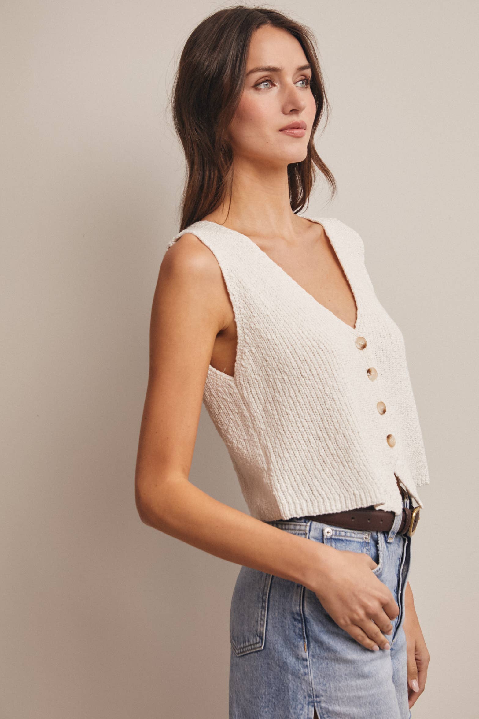 Hannah Button-Front Knit Vest
