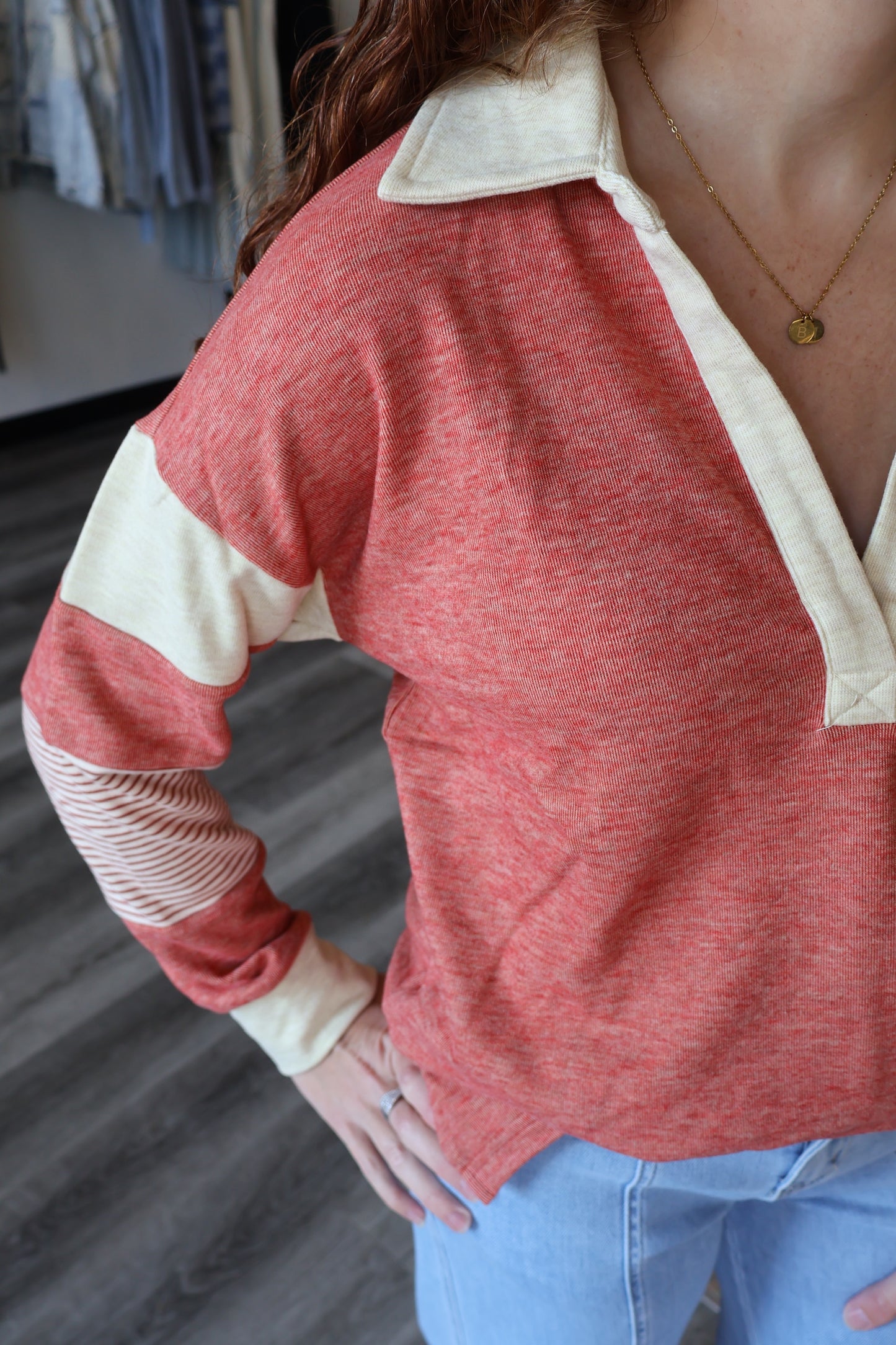 Lacy Brushed Jersey Pullover