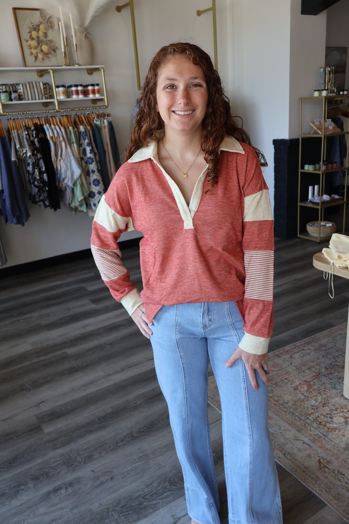 Lacy Brushed Jersey Pullover