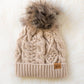 Taupe Cable Knit Pom Hat