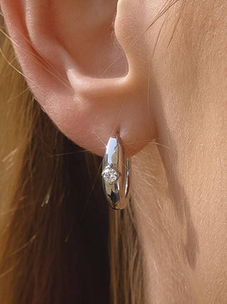 Solitaire Hoop Earrings