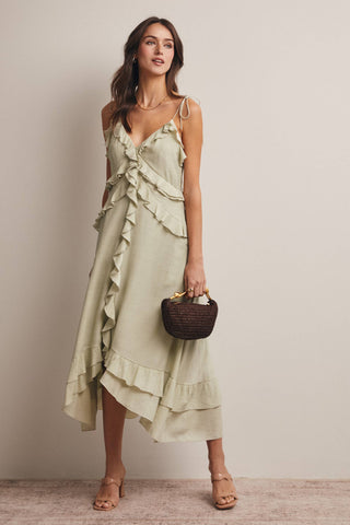 Sophie Ruffle Tie-Front Midi Dress
