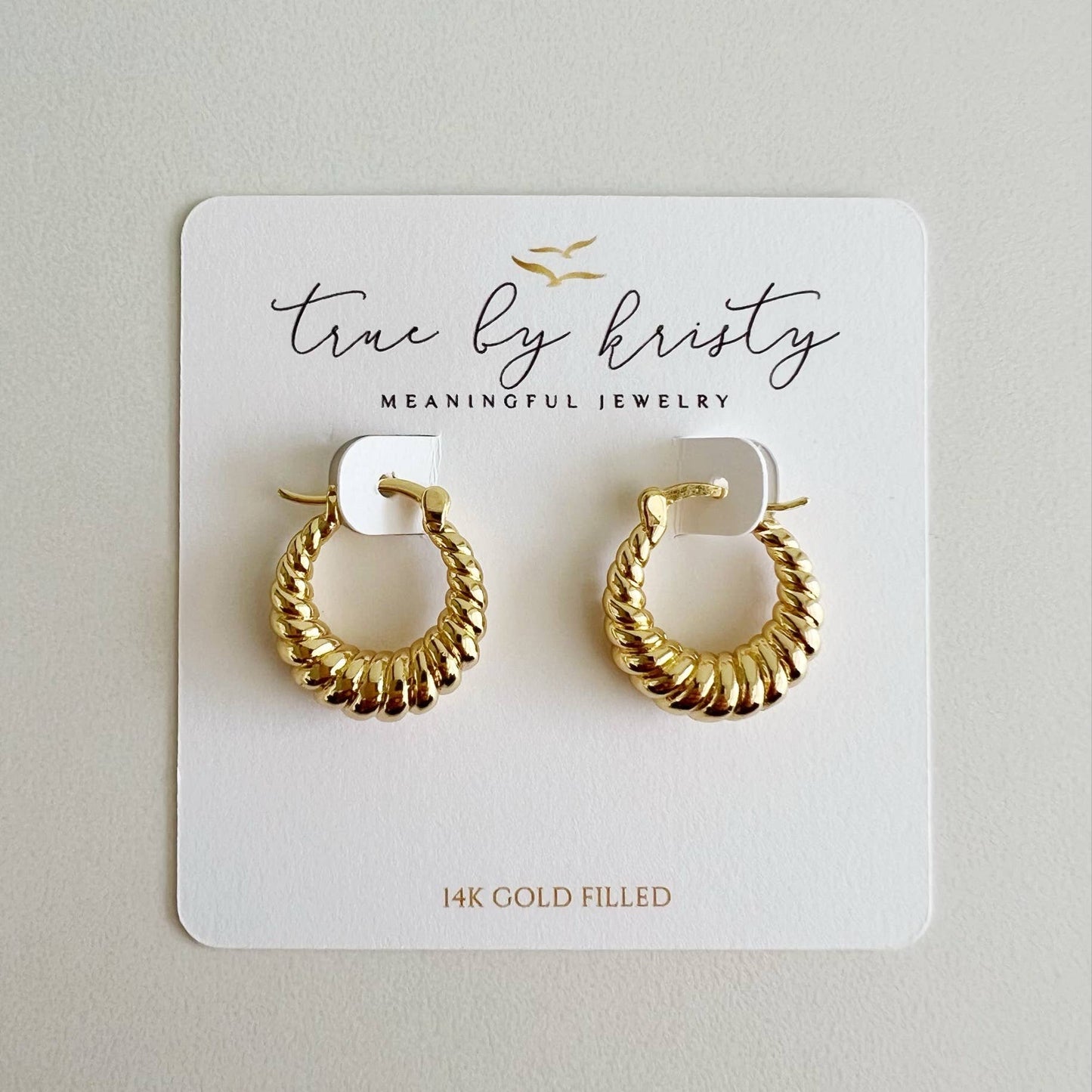 Endless Weekend Croissant Twist Hoops Earrings Gold Filled