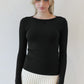 Niki Wide Ribbed Long Sleeve Top