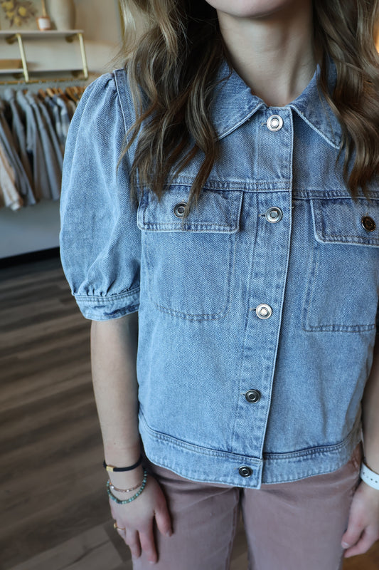 Kris Short Sleeve Puff Denim Jacket