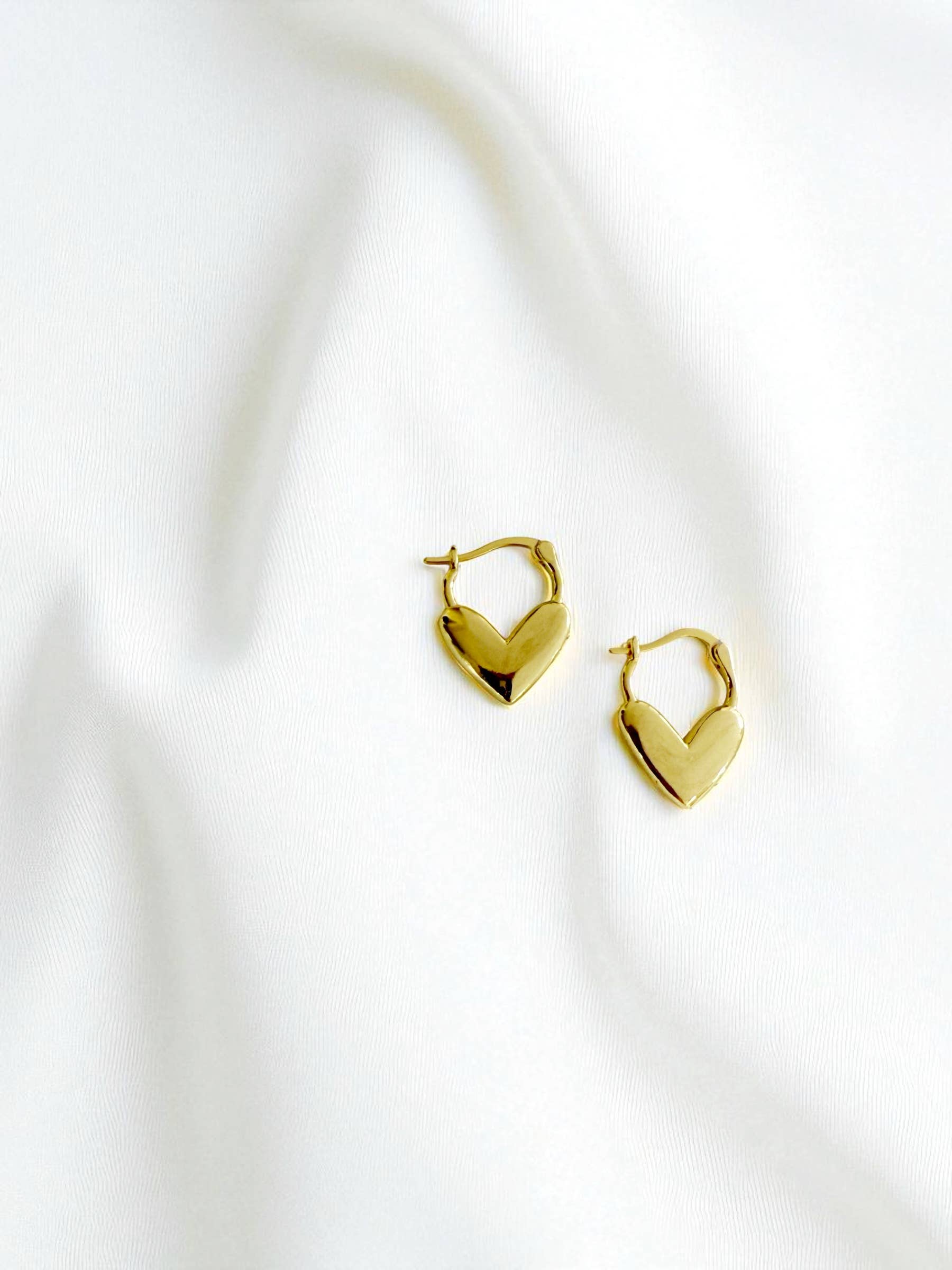 Lover Heart Gold Filled Hoops Earrings