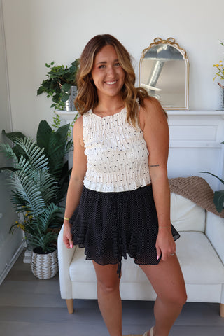 Kaitlyn Smocked Polka Dot Top