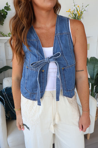 Roxy Tie Denim Vest