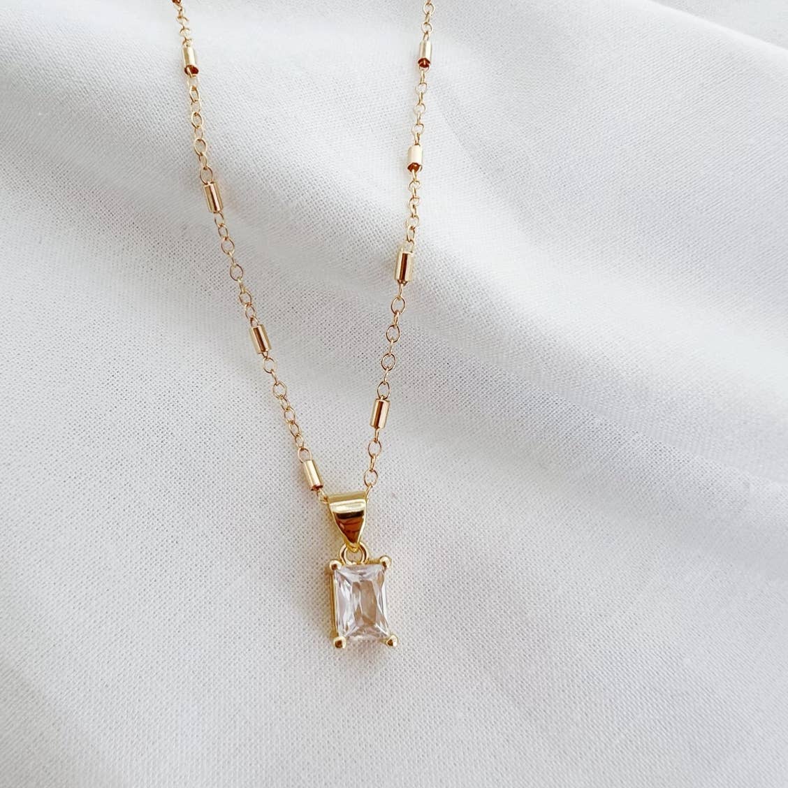 Goldie Clear CZ Pendant Necklace Gold Filled