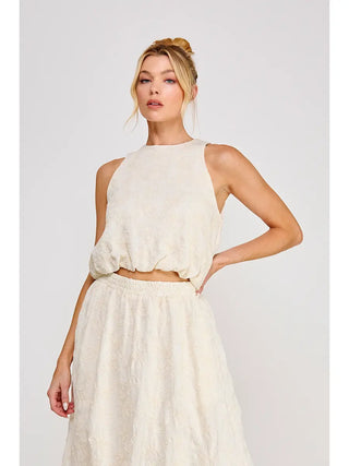 Rosalyn Embroidered Bubble Hem Top