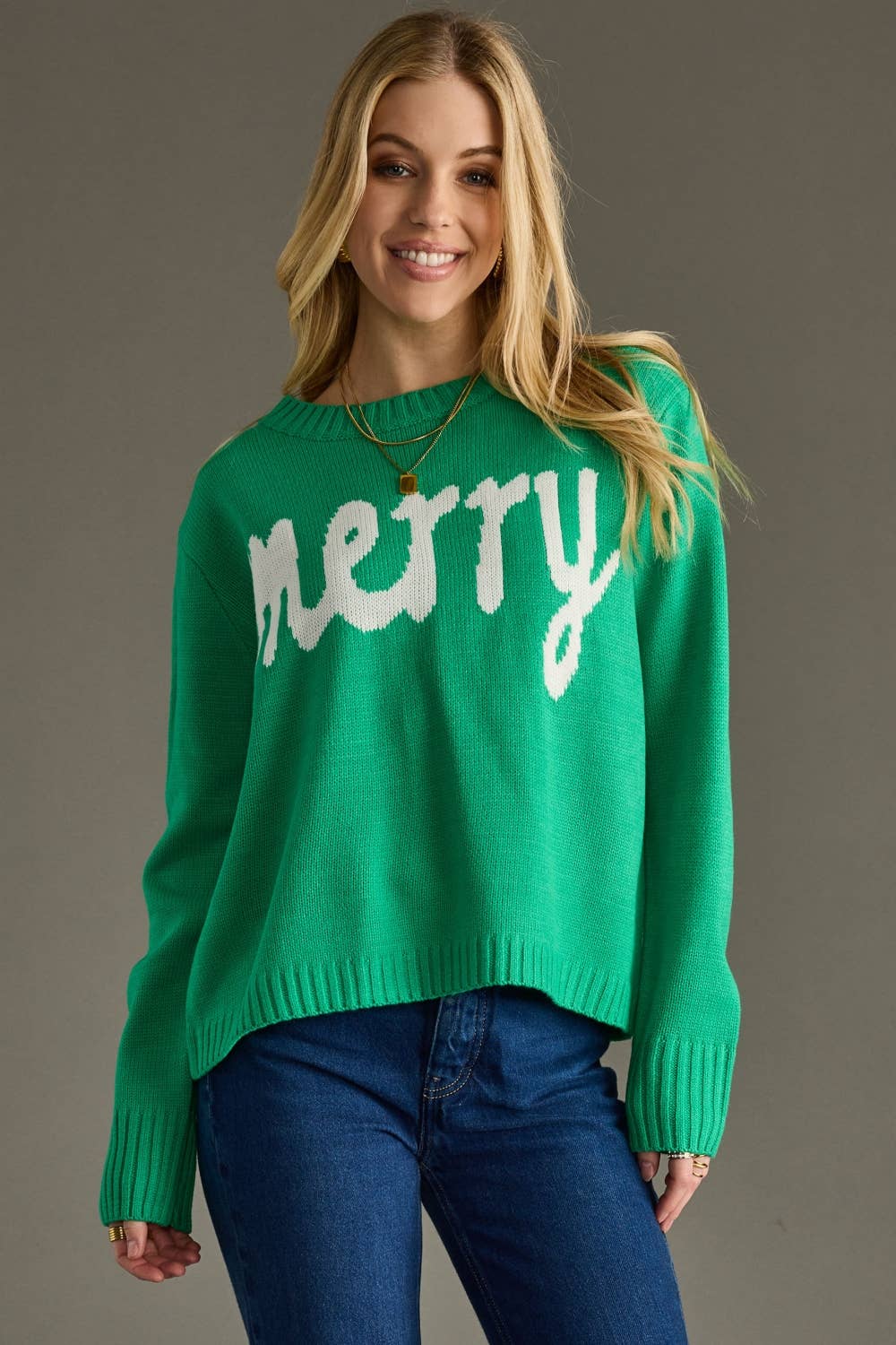 Kelly Green Merry Sweater