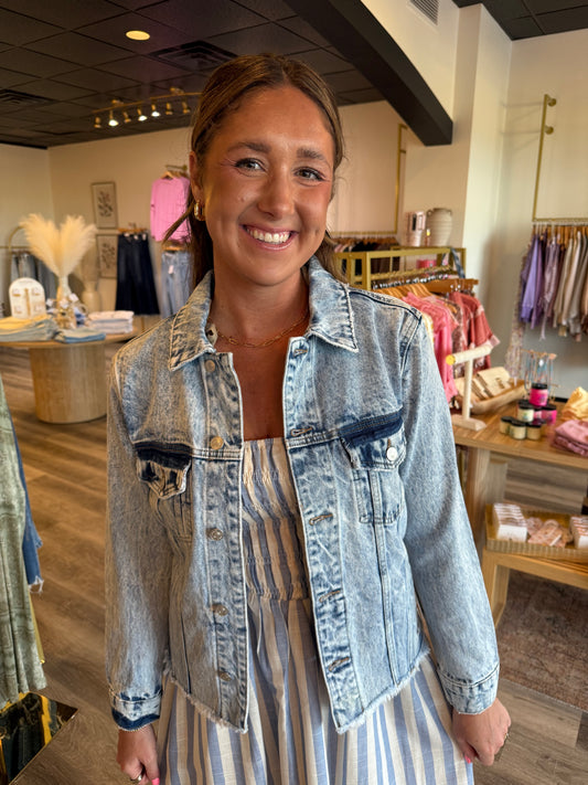 Briana Vintage Washed Denim Jacket