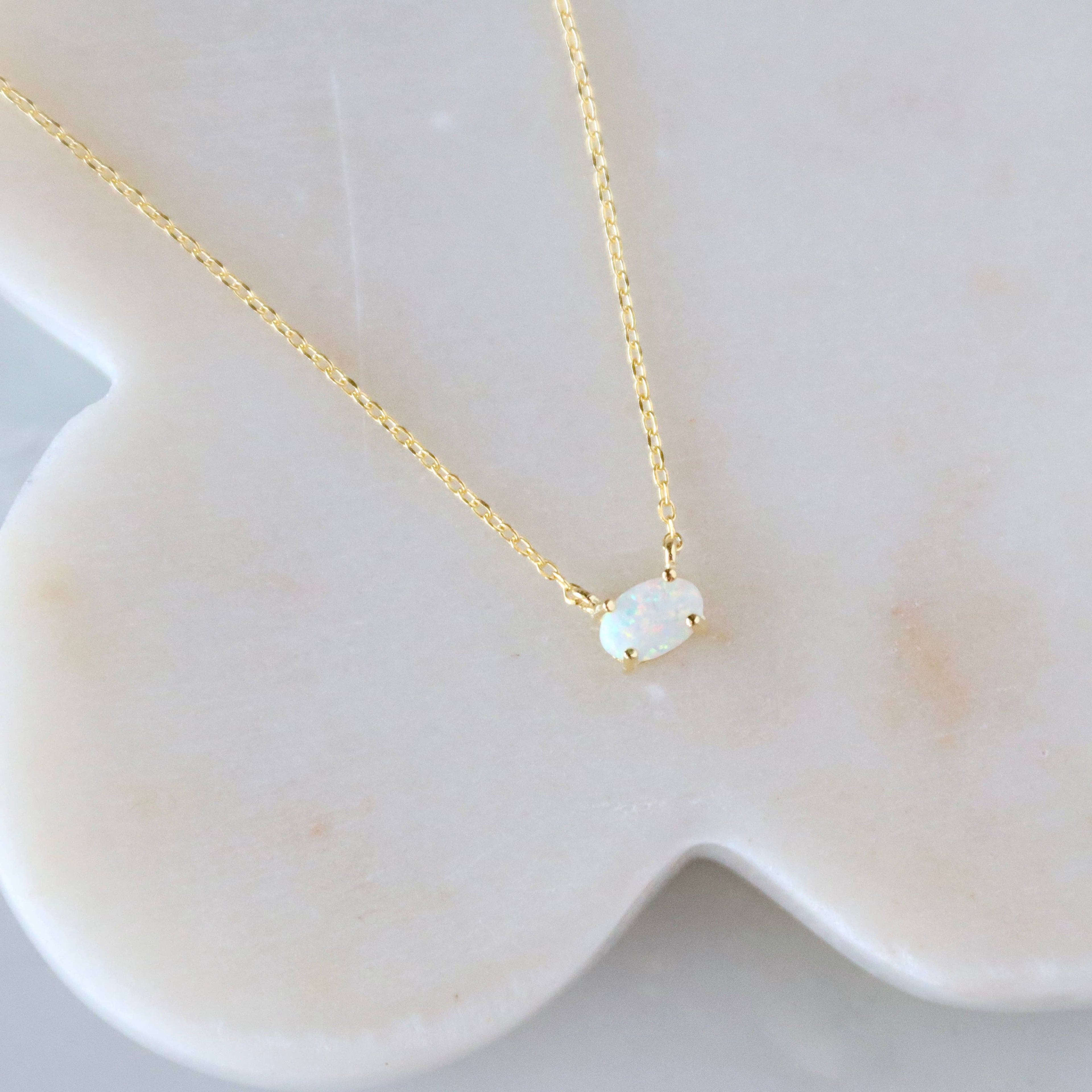 Mini Oval Opal Necklace