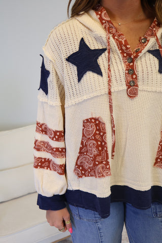 Scarlett Paisley Patched Hoodie