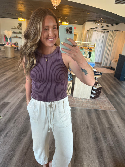 Debbie Ribbed Washed Seamless Tank