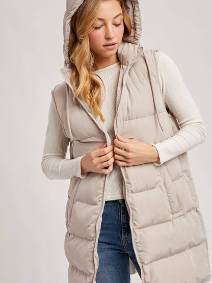 Bonnie Hooded Zipper Longline Vest