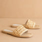 The Natasha | Natural Raffia Slide with Woven Basket Feature