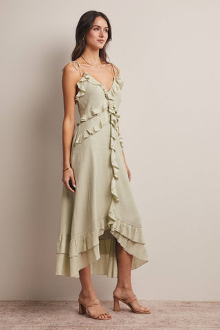 Sophie Ruffle Tie-Front Midi Dress