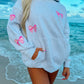 Pearl Grey Embroider Bow Hoodie