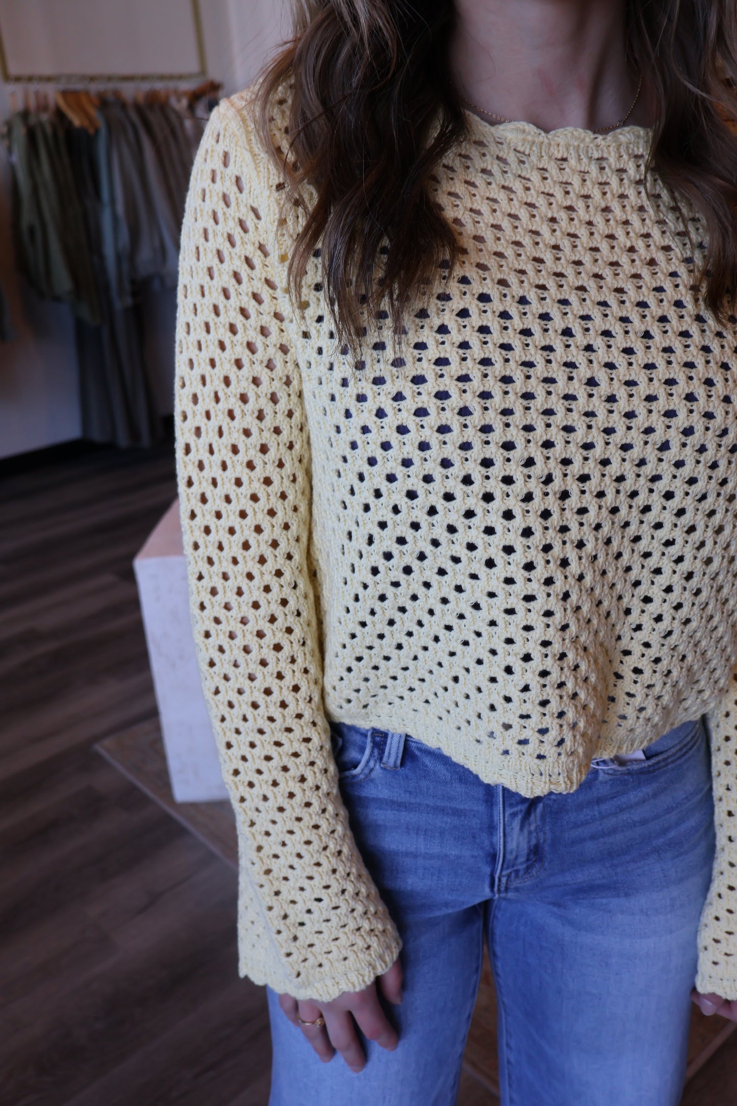 Cassie Scallop Trim Sweater